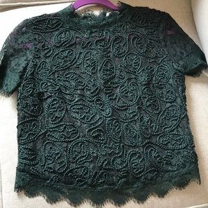 Emerald green lace top